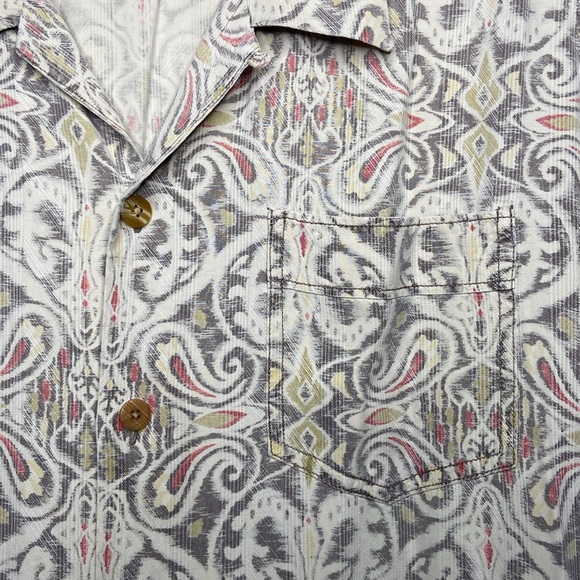 tommy bahama men 100% silk short sleeve button up shirt 2xl geometric gray - Picture 5 of 7